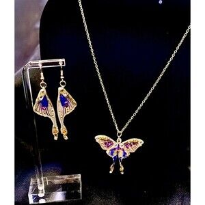 Y2K Colorful Millennium Butterfly Necklace & Earring Set Artisan Made